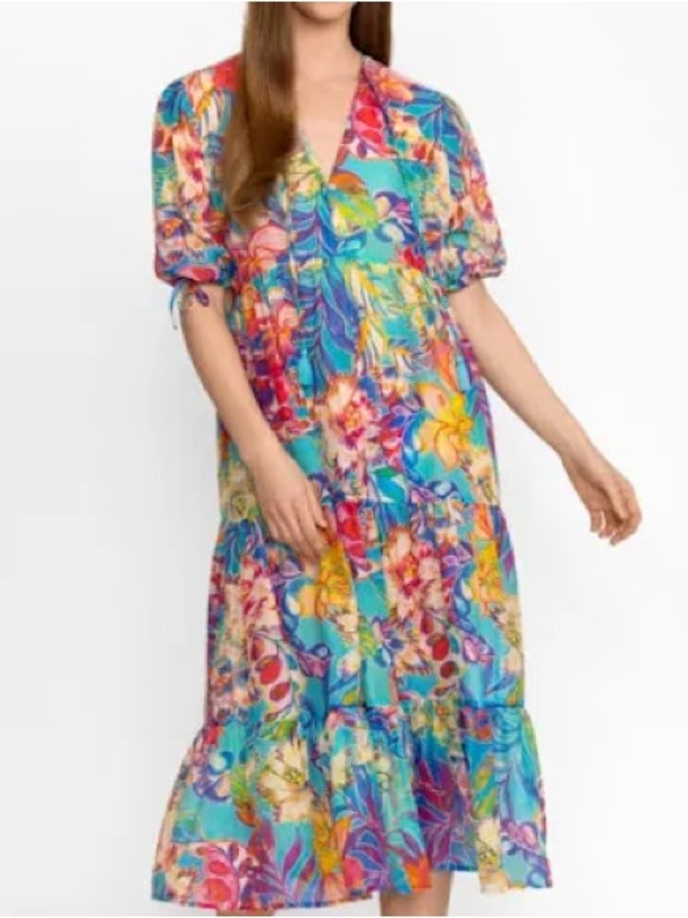 Jonny Was Helena Tiered Floral Dress SMALL NWOT